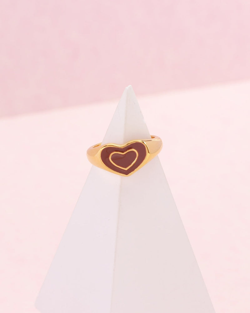 Brown Heart Gold Ring