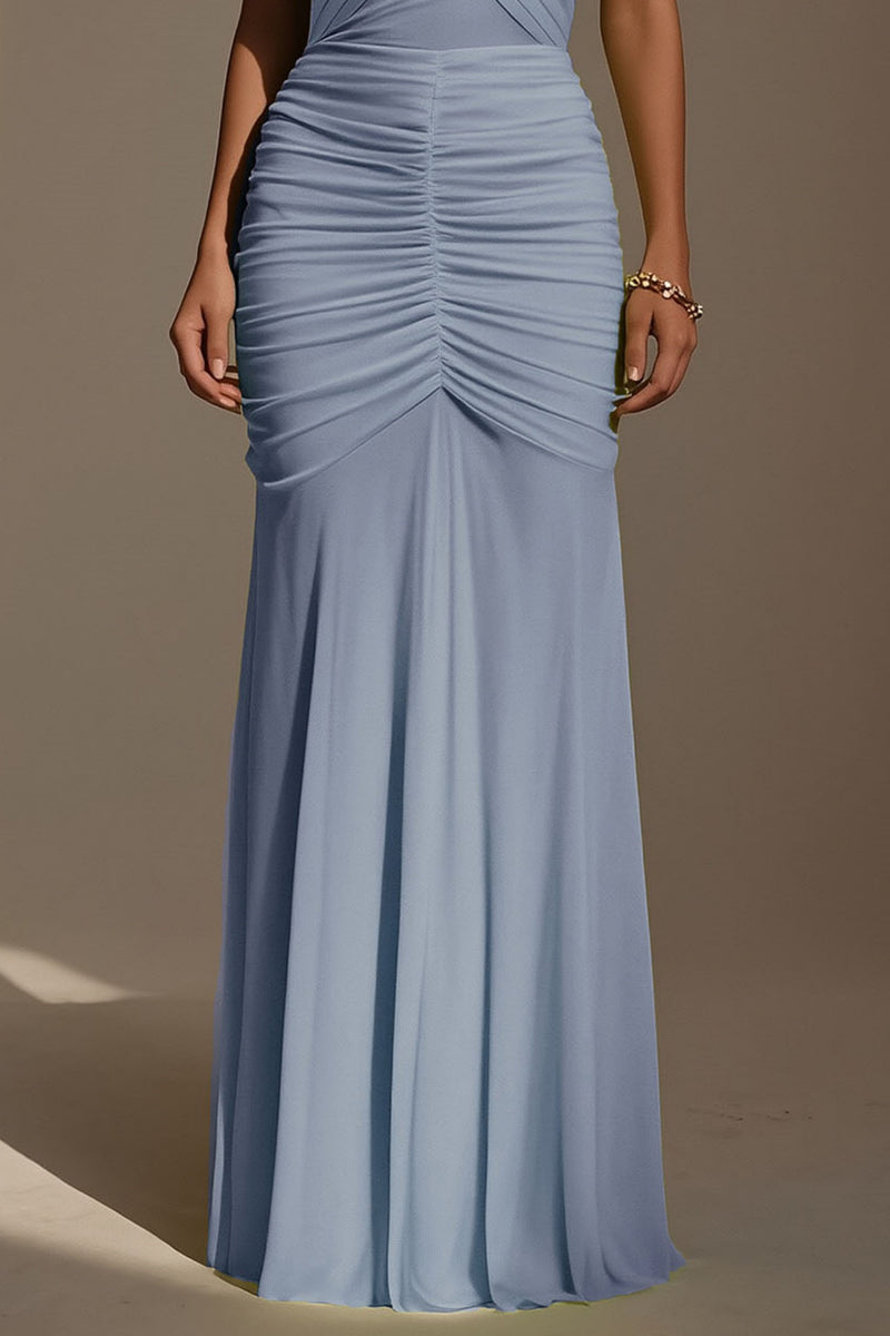 Skye - Formal Blue Ruched Dress