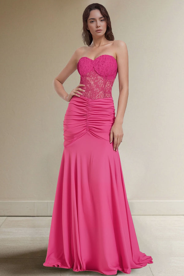 Rosie - Rose Lace Strapless Dress