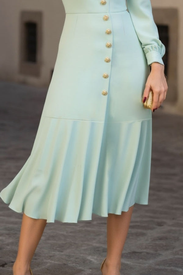 Merisu - V Neck Ruffle Midi Dress