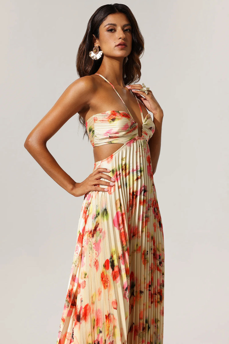 Huresa - Halter Sleeveless Hollow Dress