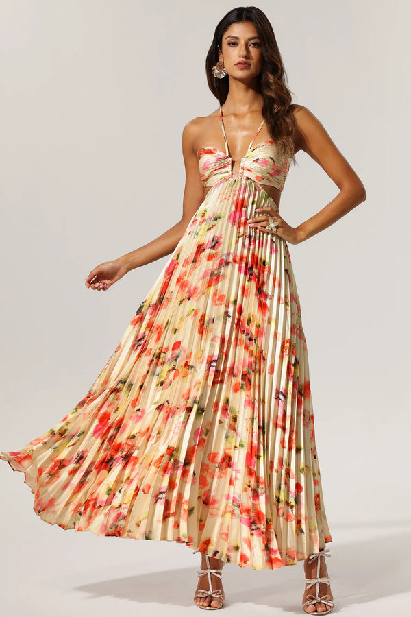 Huresa - Halter Sleeveless Hollow Dress