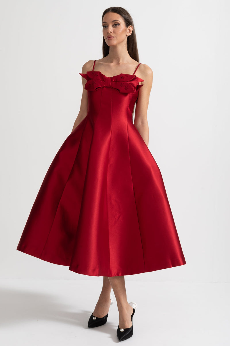 Soreya - Satin Fitted Bodice Dress