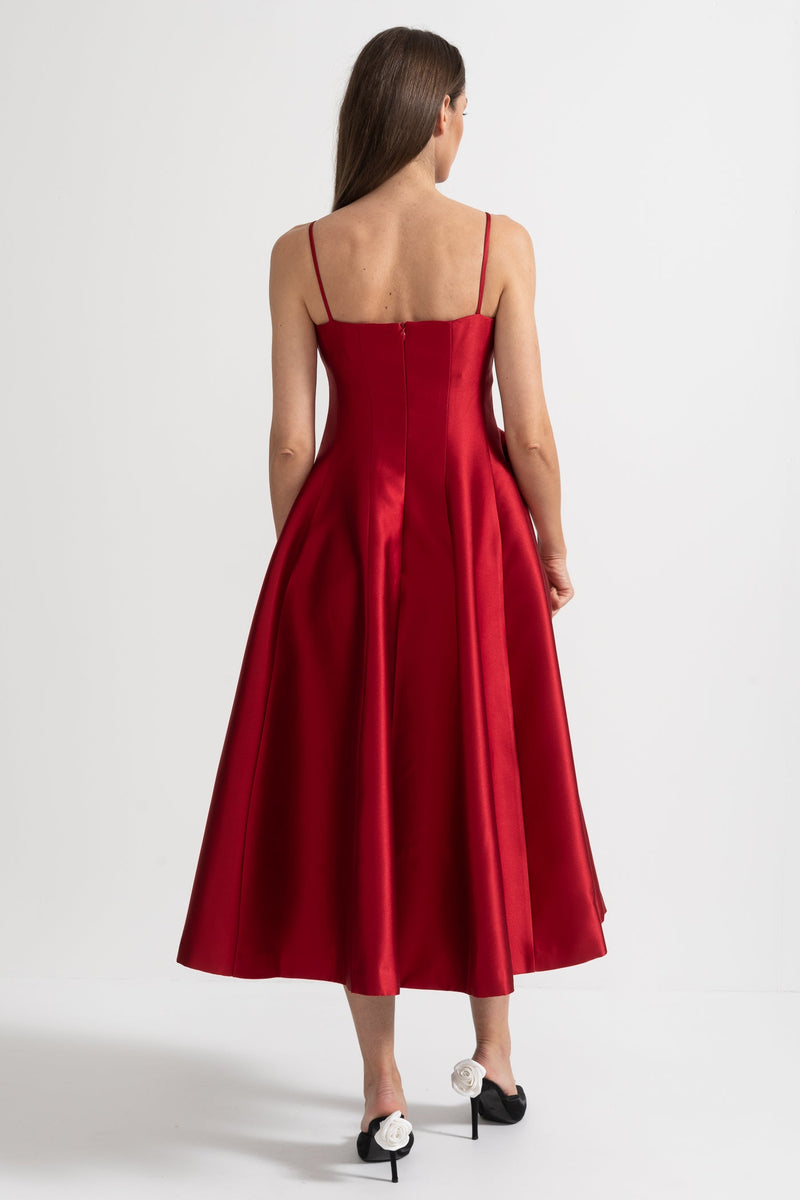 Soreya - Satin Fitted Bodice Dress