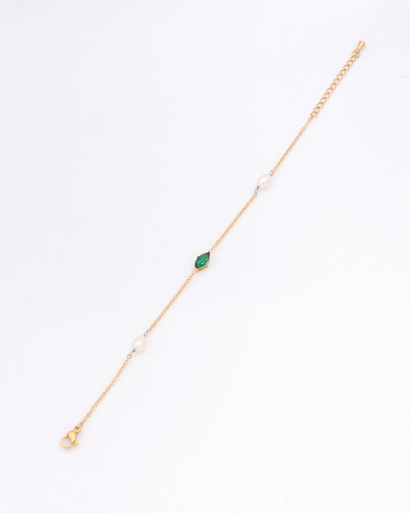 Viridis Green Zirconia and Pearl Bracelet