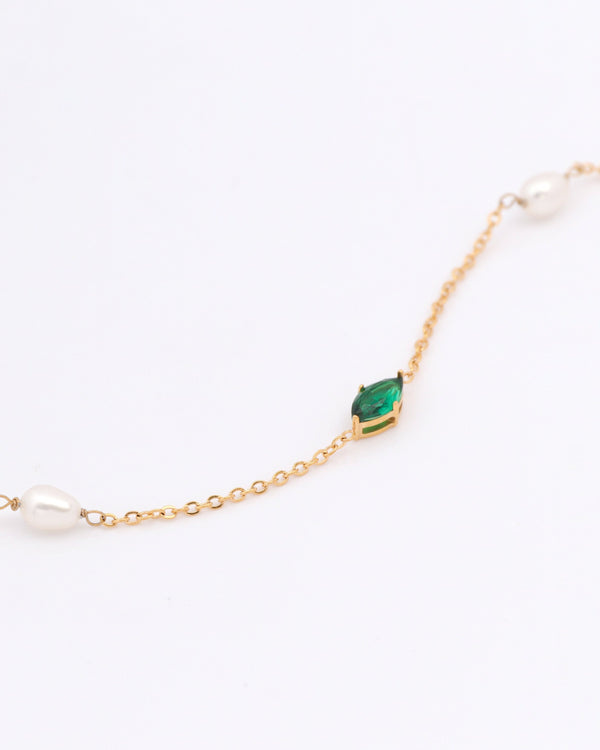 Viridis Green Zirconia and Pearl Bracelet
