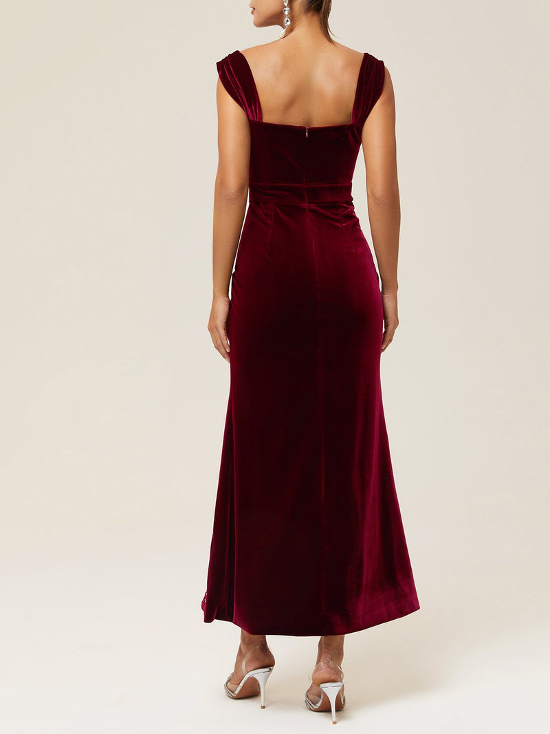 Luandia - Lace Bow Velvet Dress