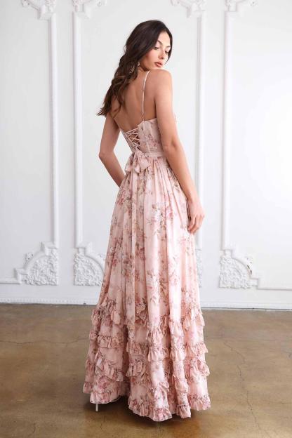 Ava - Floral Frill Split Dress