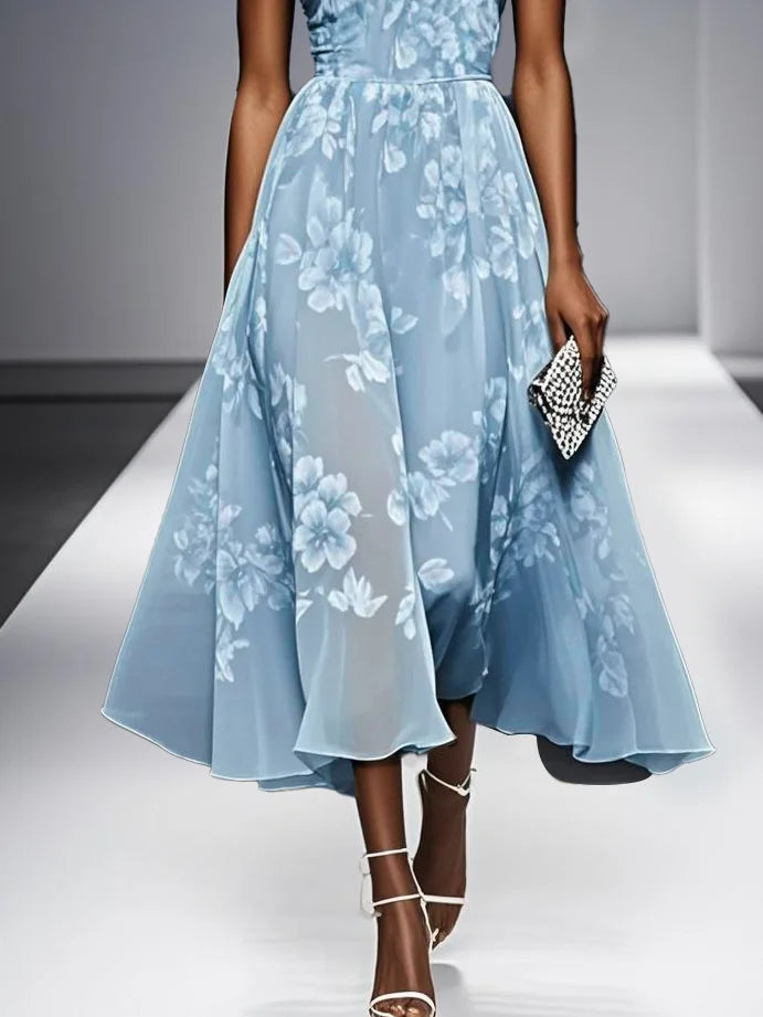 Julie - Floral Chiffon Halter Dress