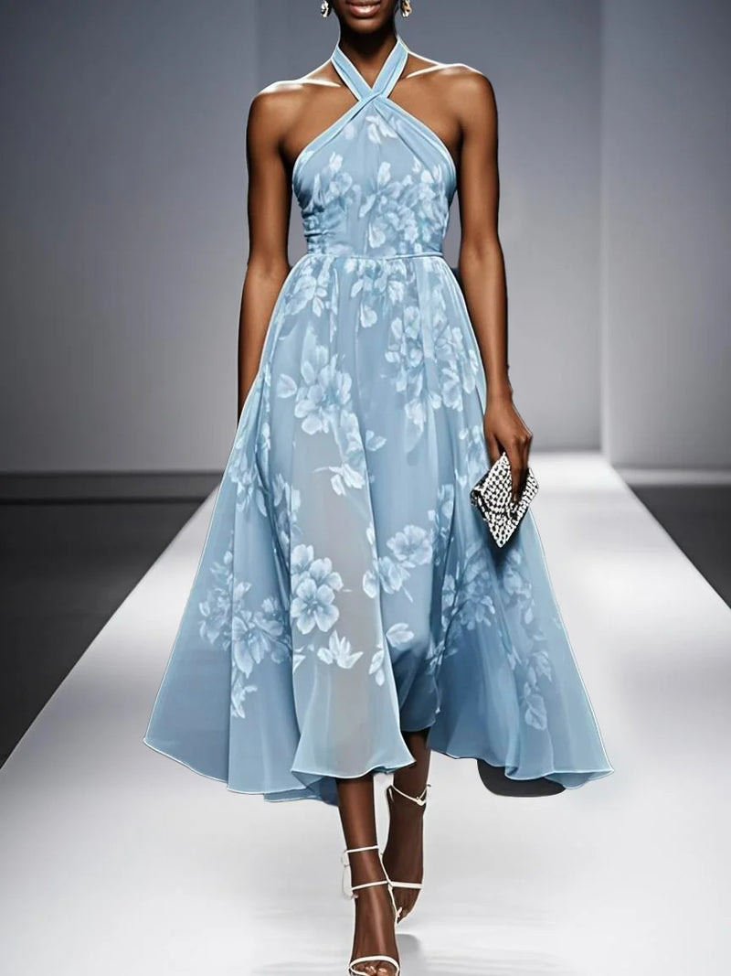 Julie - Floral Chiffon Halter Dress