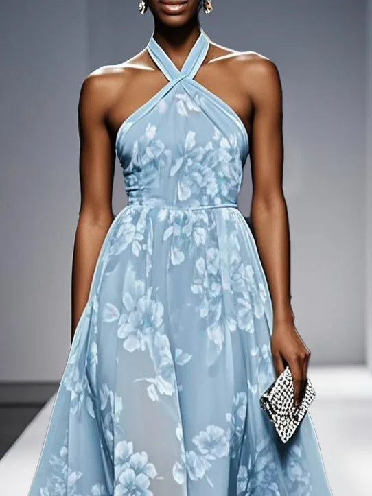 Julie - Floral Chiffon Halter Dress