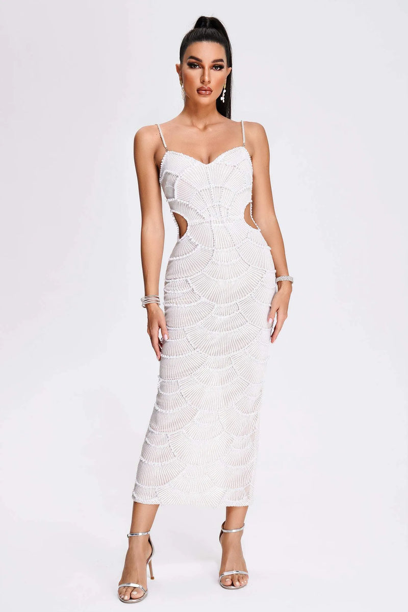 Kaelis - Pearl Sequin Midi Dress