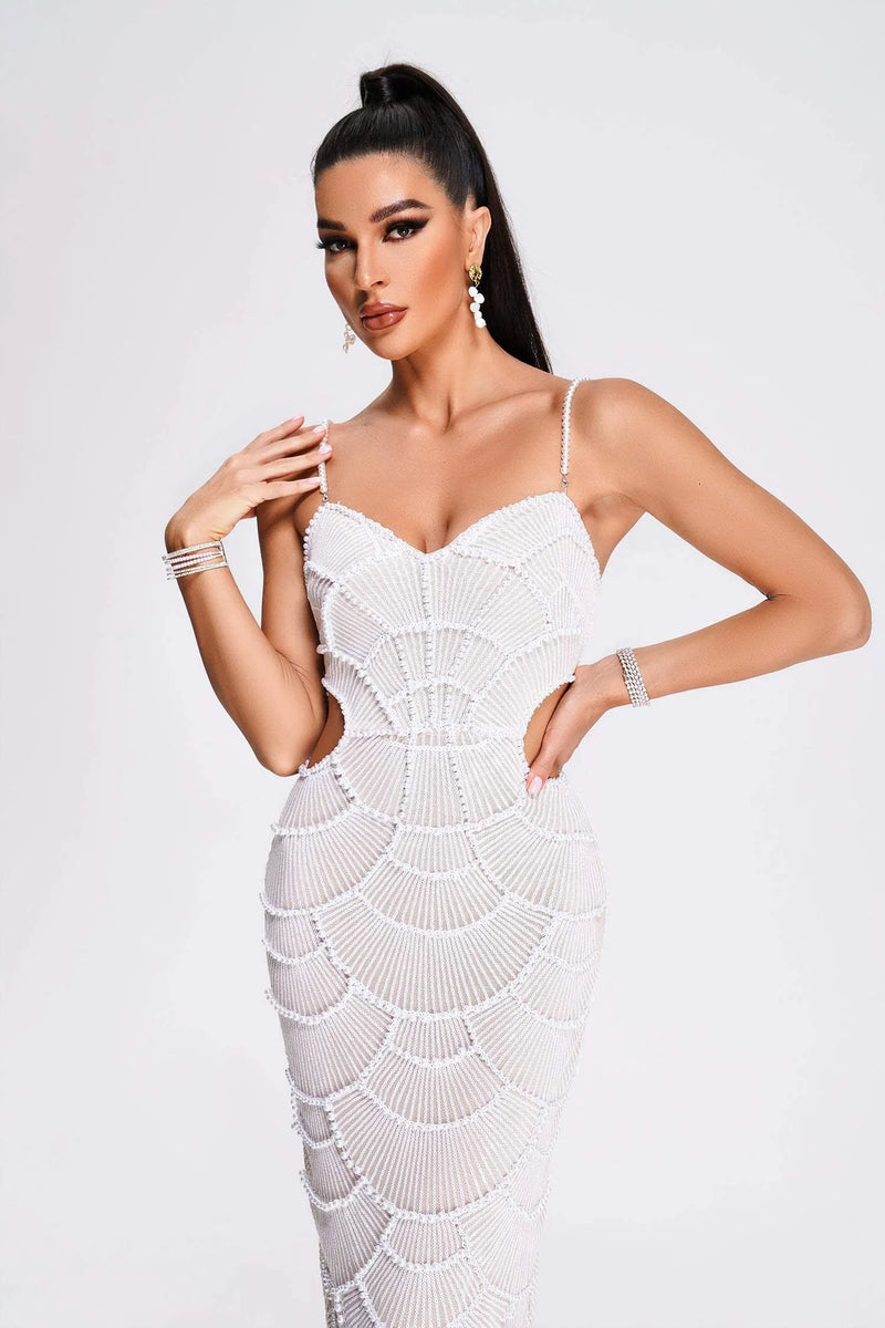 Kaelis - Pearl Sequin Midi Dress