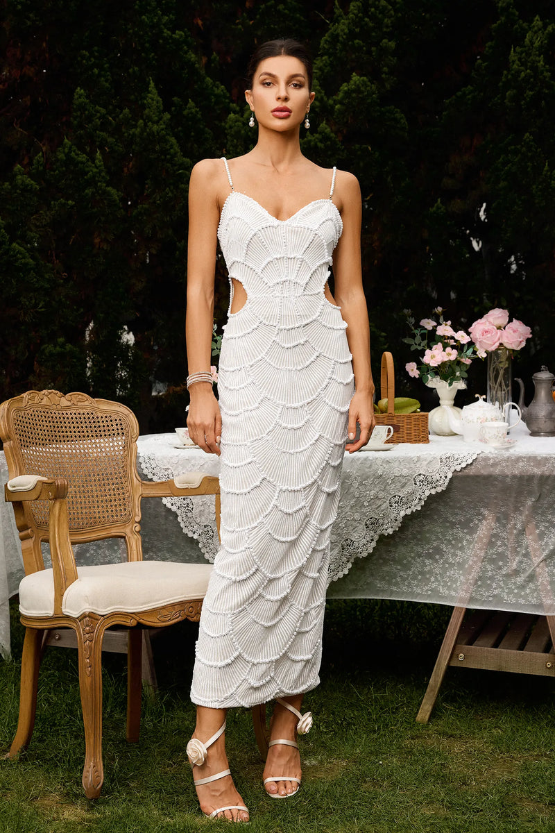 Kaelis - Pearl Sequin Midi Dress