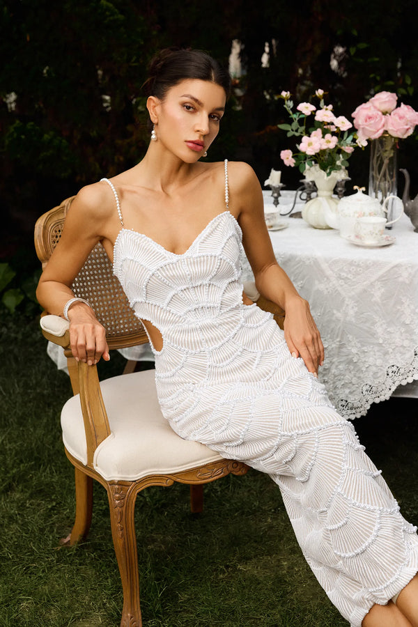 Kaelis - Pearl Sequin Midi Dress