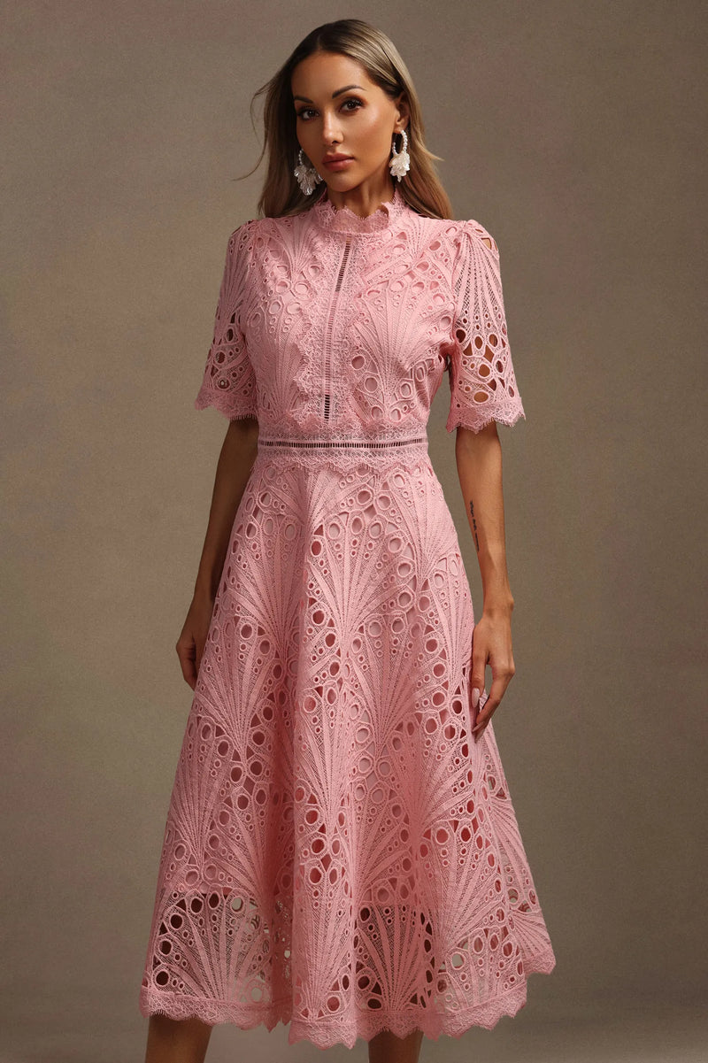 Lzada - Short Sleeves Lace Dress