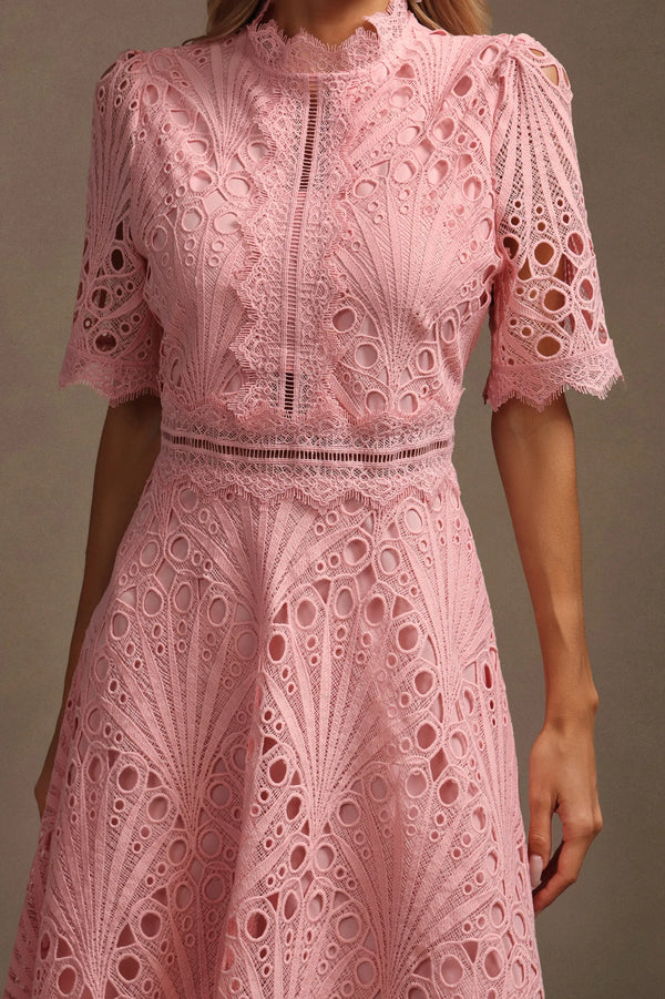 Lzada - Short Sleeves Lace Dress