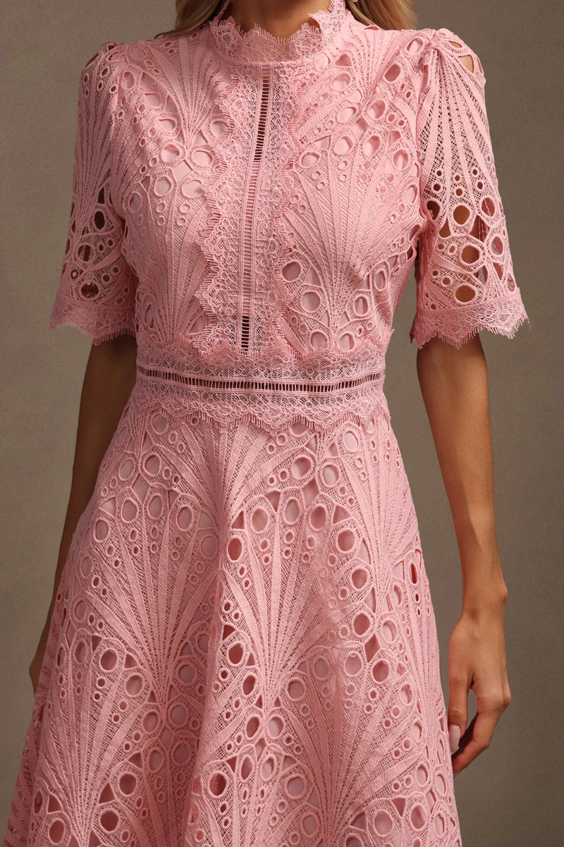 Lzada - Short Sleeves Lace Dress