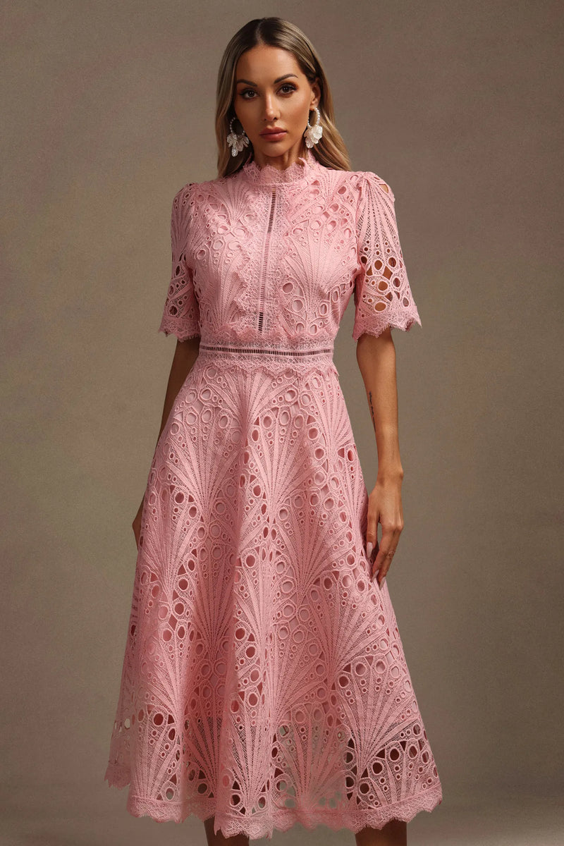 Lzada - Short Sleeves Lace Dress
