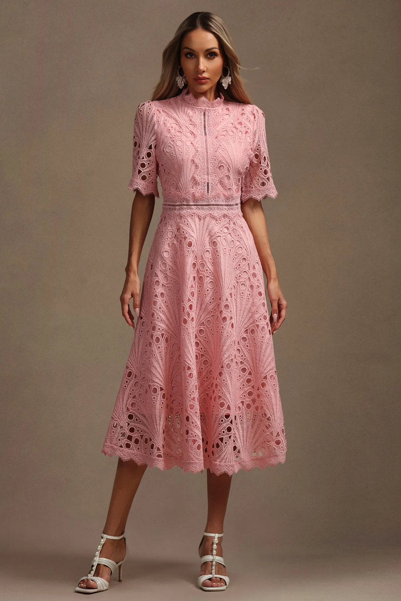 Lzada - Short Sleeves Lace Dress