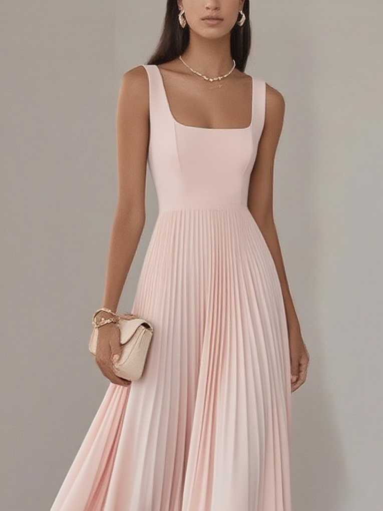 Mkenna - Blue Pleated Maxi Dress