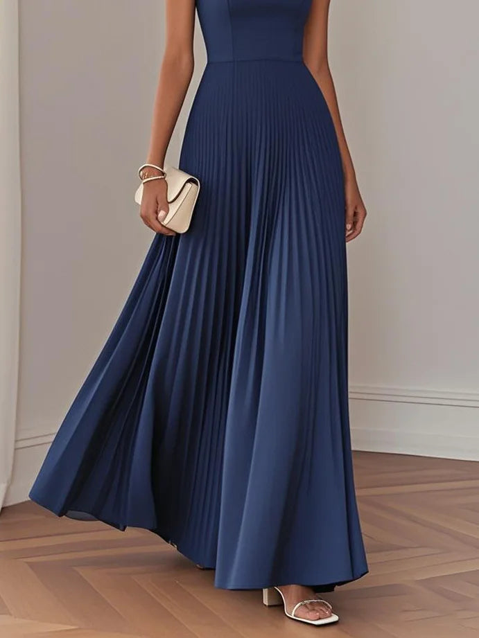 Mkenna - Blue Pleated Maxi Dress