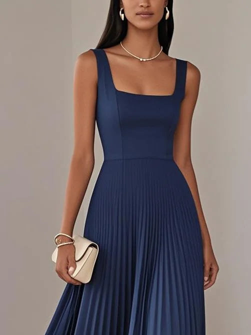 Mkenna - Blue Pleated Maxi Dress