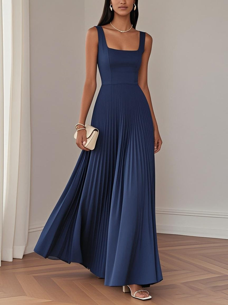 Mkenna - Blue Pleated Maxi Dress