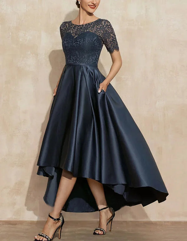 Mocloua - Elegant Short Sleeves Midi Dress
