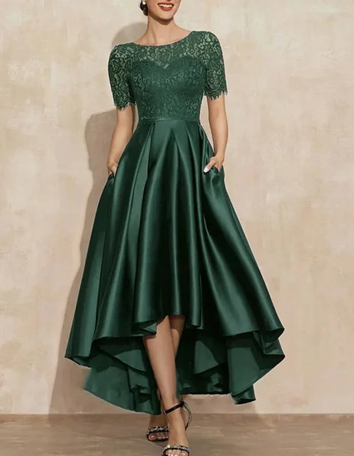 Mocloua - Elegant Short Sleeves Midi Dress