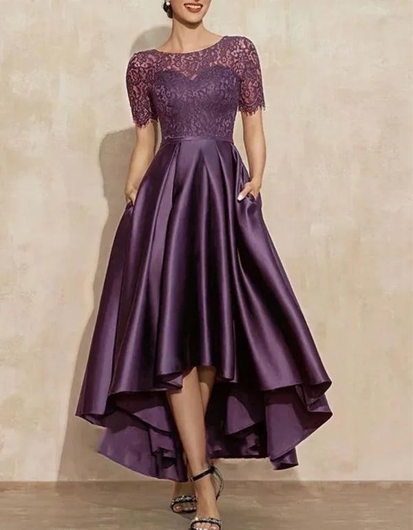 Mocloua - Elegant Short Sleeves Midi Dress