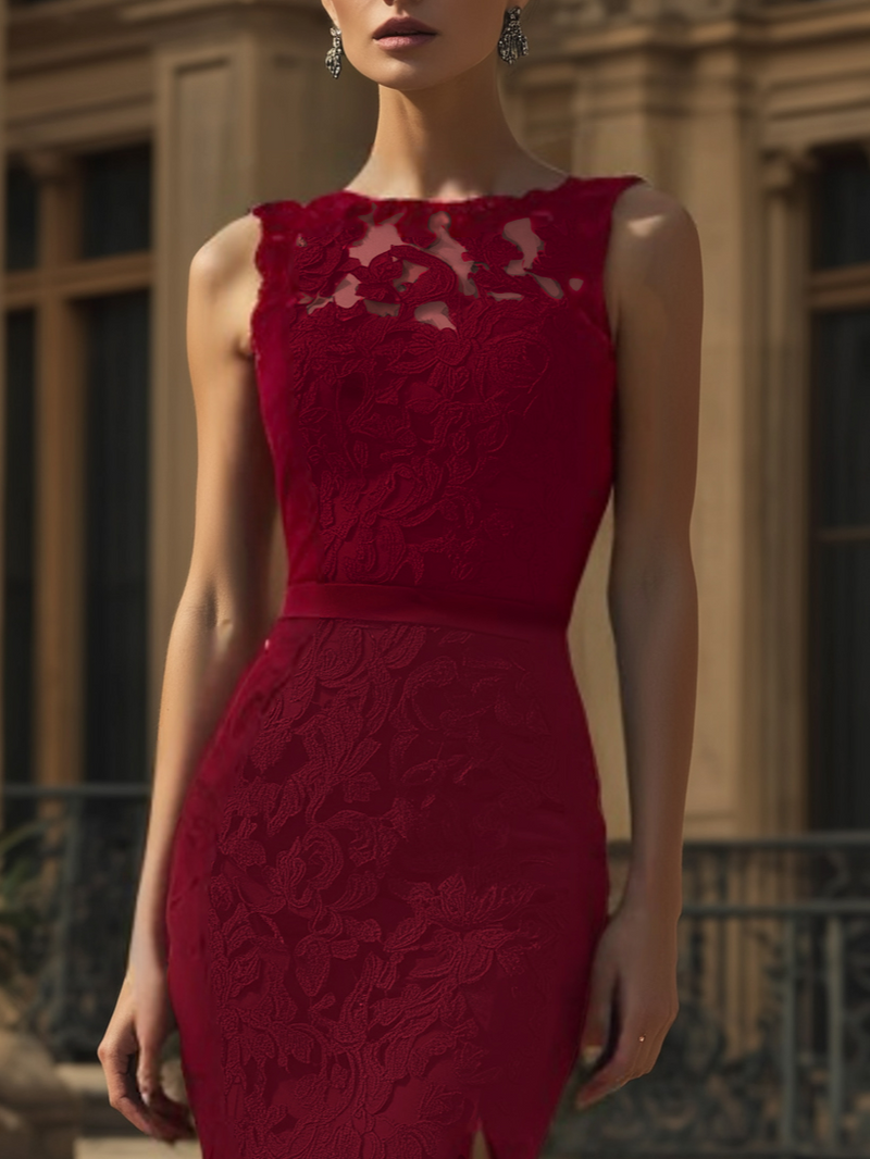 Ophelia - Lace Split Gown Dress