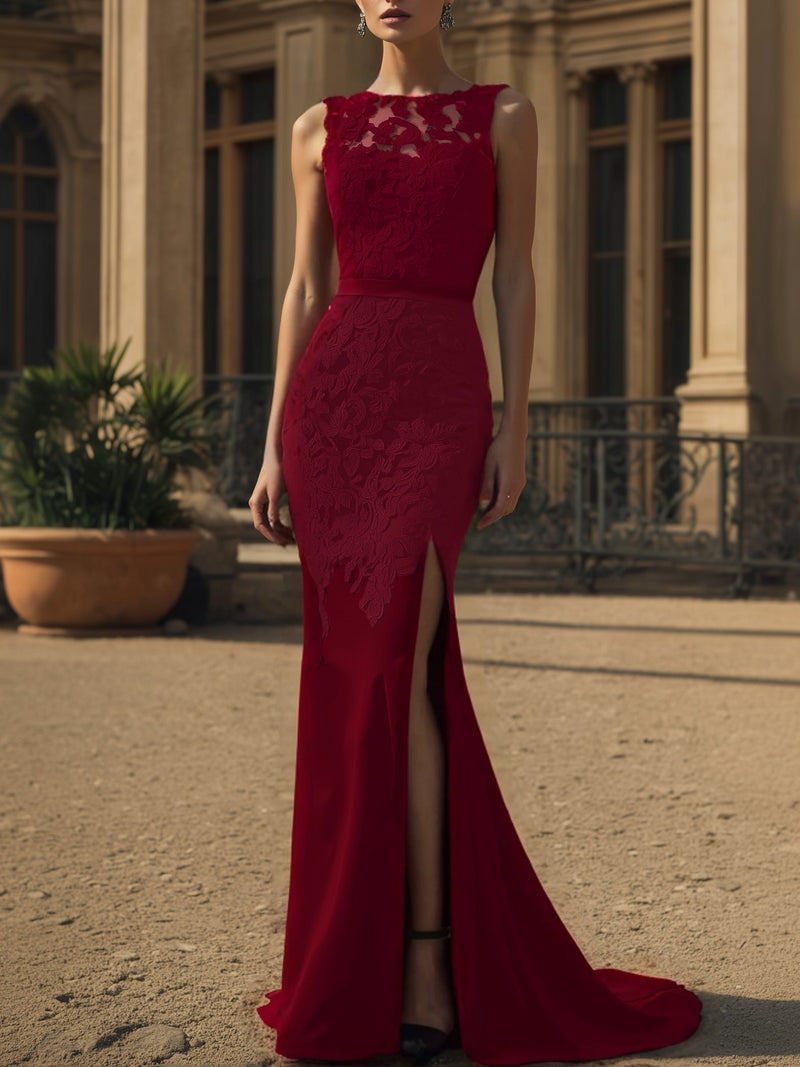 Ophelia - Lace Split Gown Dress