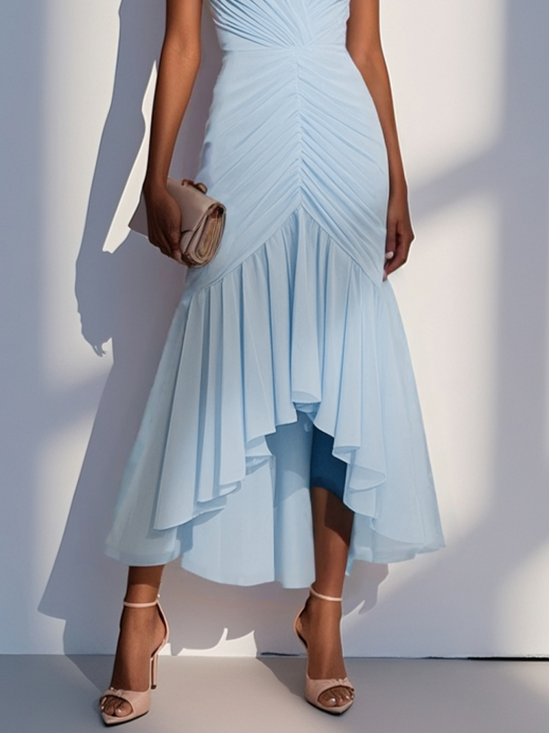 Orielle - Shirred Ruched Chiffon Dress