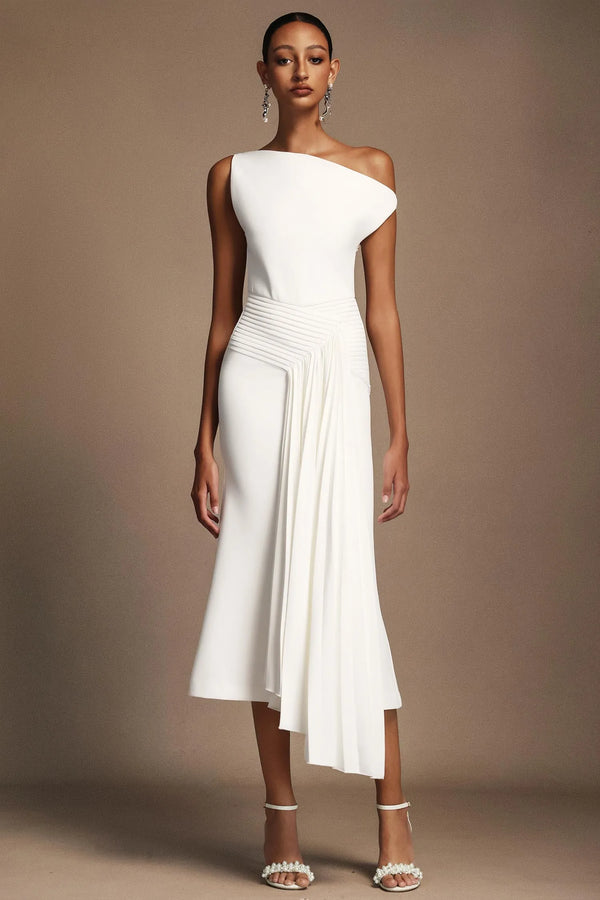 Paulina - Oblique Shoulder Sleeveless Dress