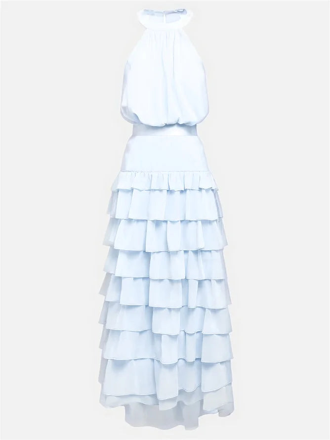 Rowyn - Peplum Chiffon Sleeveless Dress