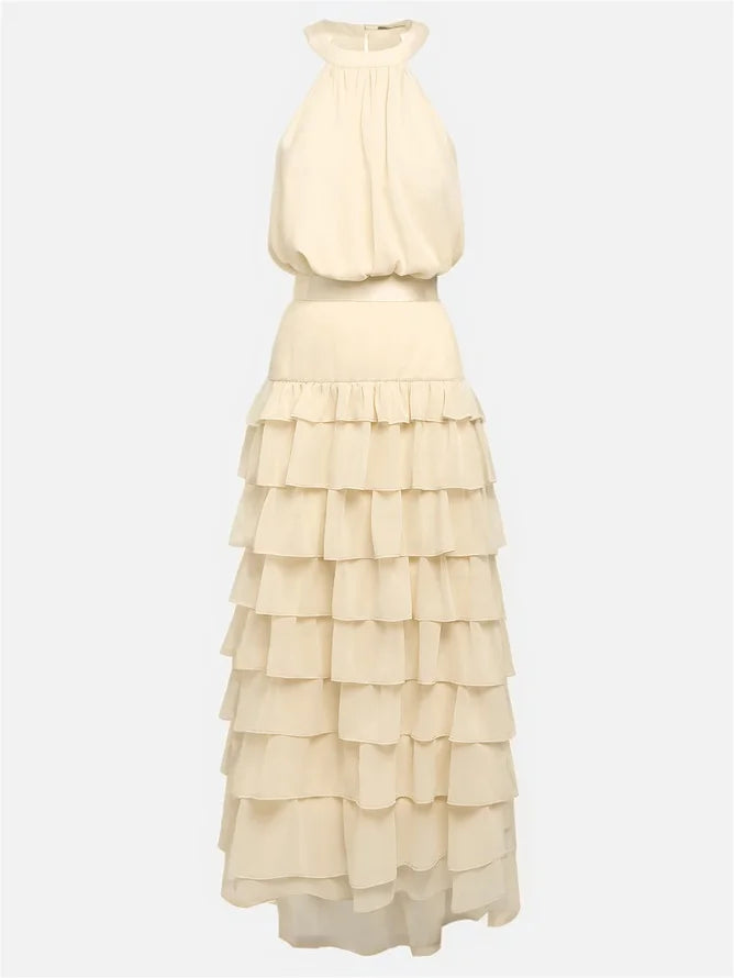 Rowyn - Peplum Chiffon Sleeveless Dress