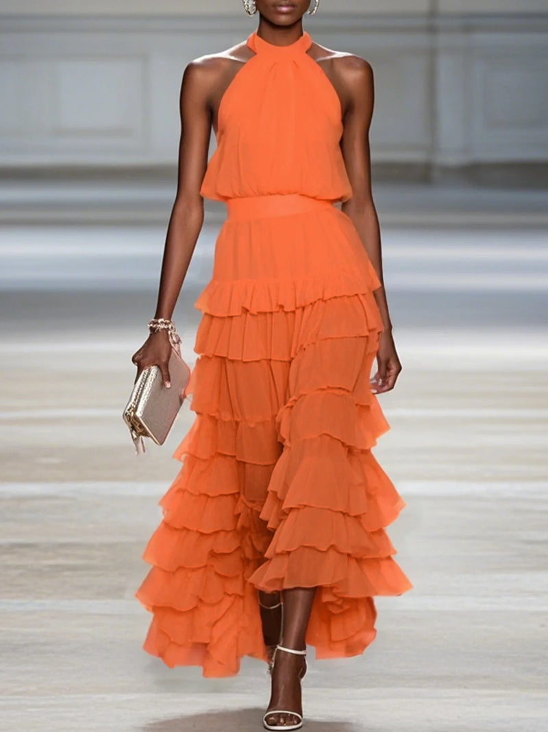 Rowyn - Peplum Chiffon Sleeveless Dress
