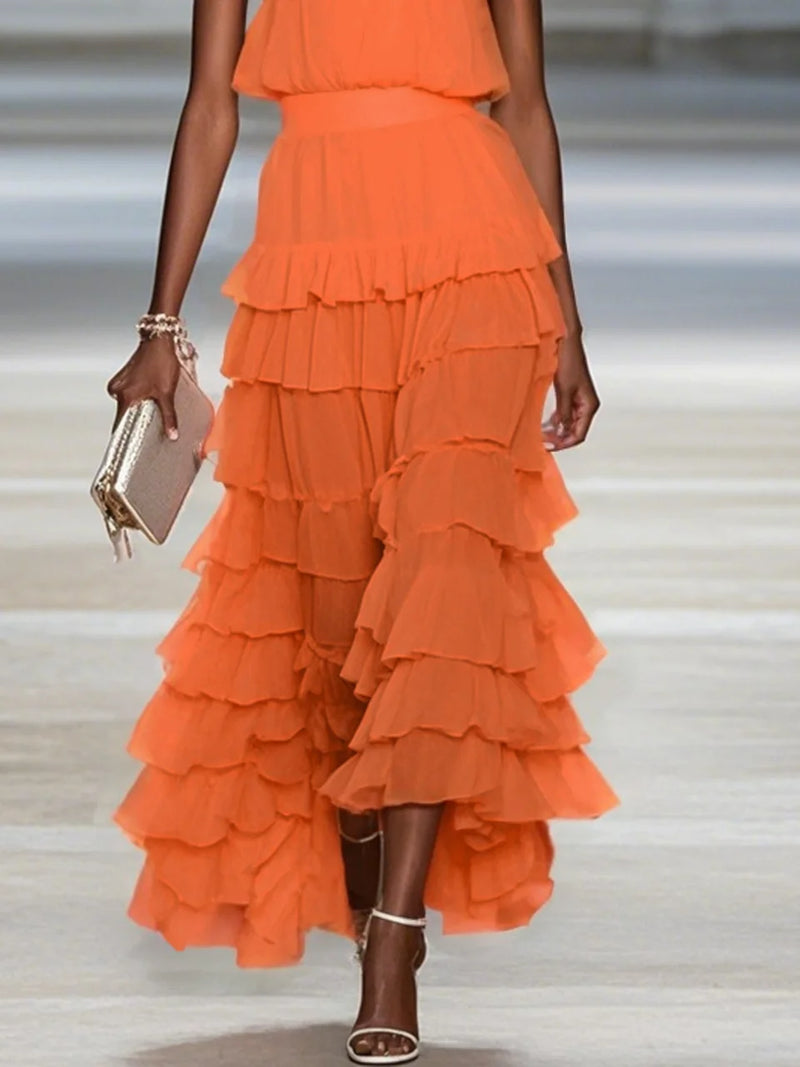 Rowyn - Peplum Chiffon Sleeveless Dress