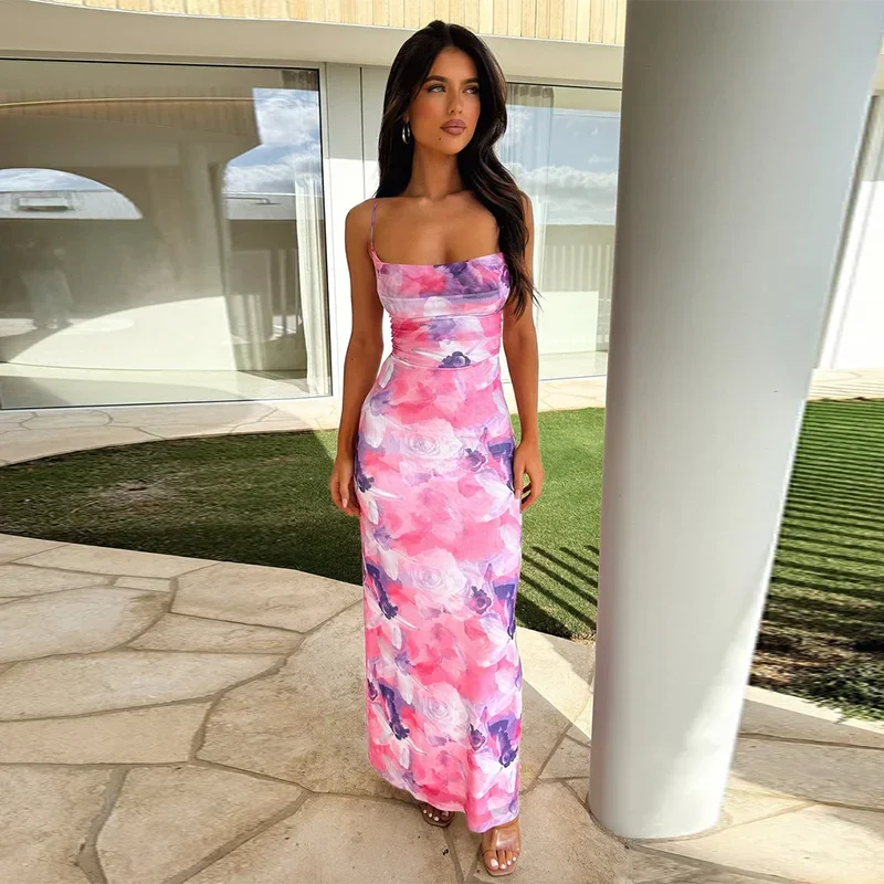 Azure - Floral Print Maxi Dress