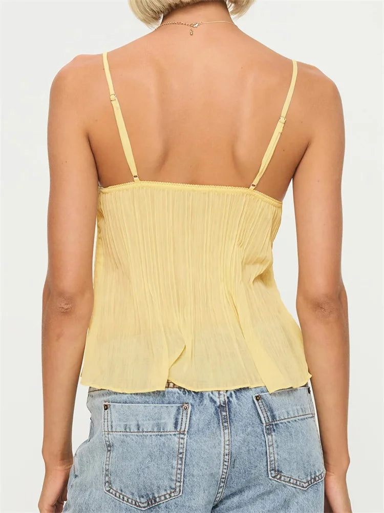 Carla - Soft Lace Pleated Top