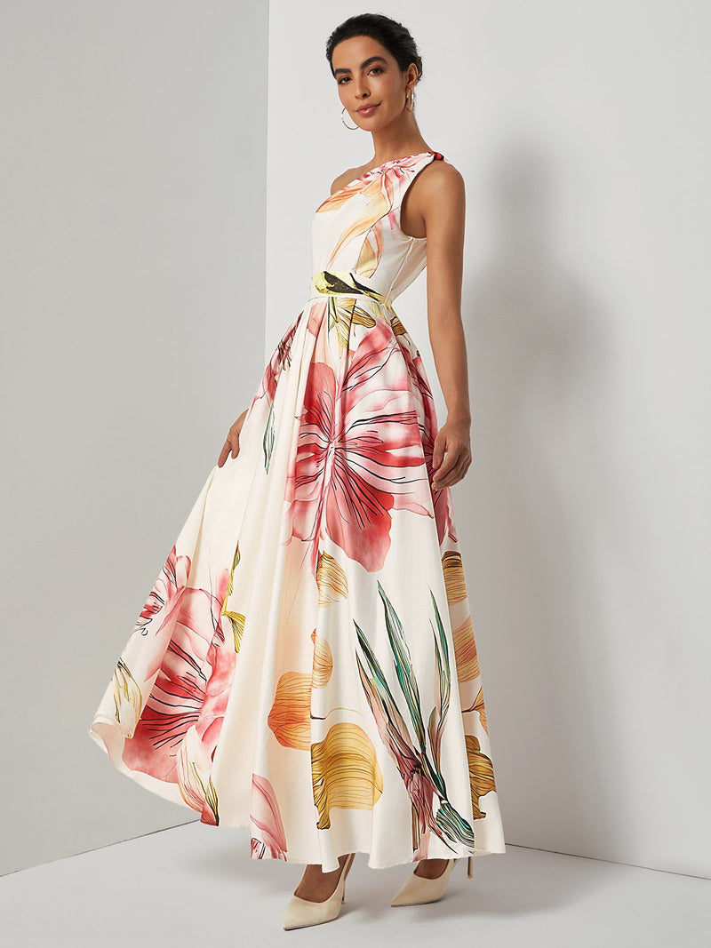 Saffron - Floral Satin Maxi Dress