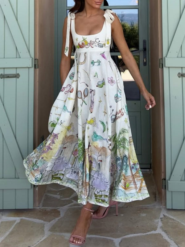 Maria - Linen Painted Ballet Dress