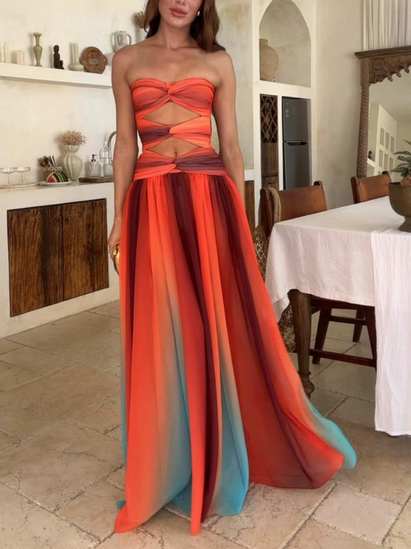 Kendal - Gradient Print Hollow Dress