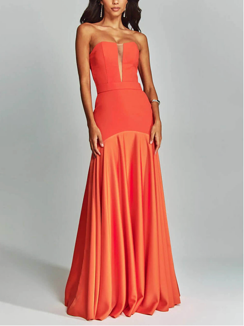 Mermaid - Elegant Off Shoulder Sheer Dress
