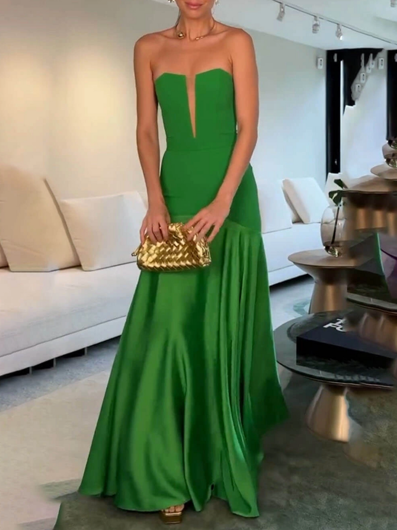 Mermaid - Elegant Off Shoulder Sheer Dress