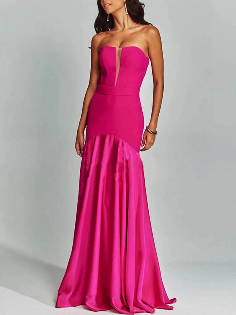 Mermaid - Elegant Off Shoulder Sheer Dress