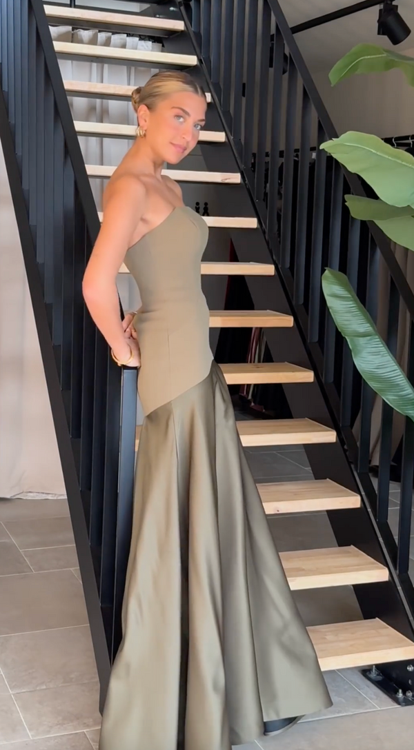 Elena - Satin Patchwork Flare Maxi Dress