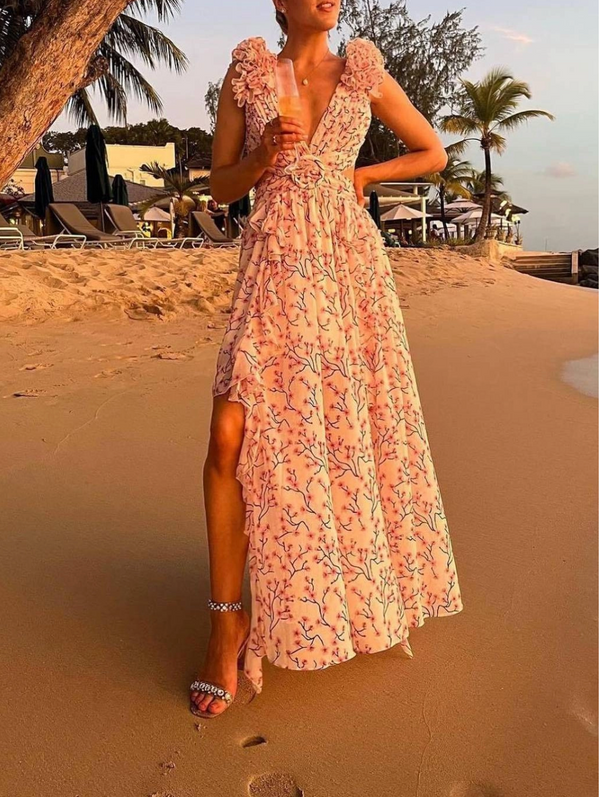 Flora - V-neck Floral Maxi Dress