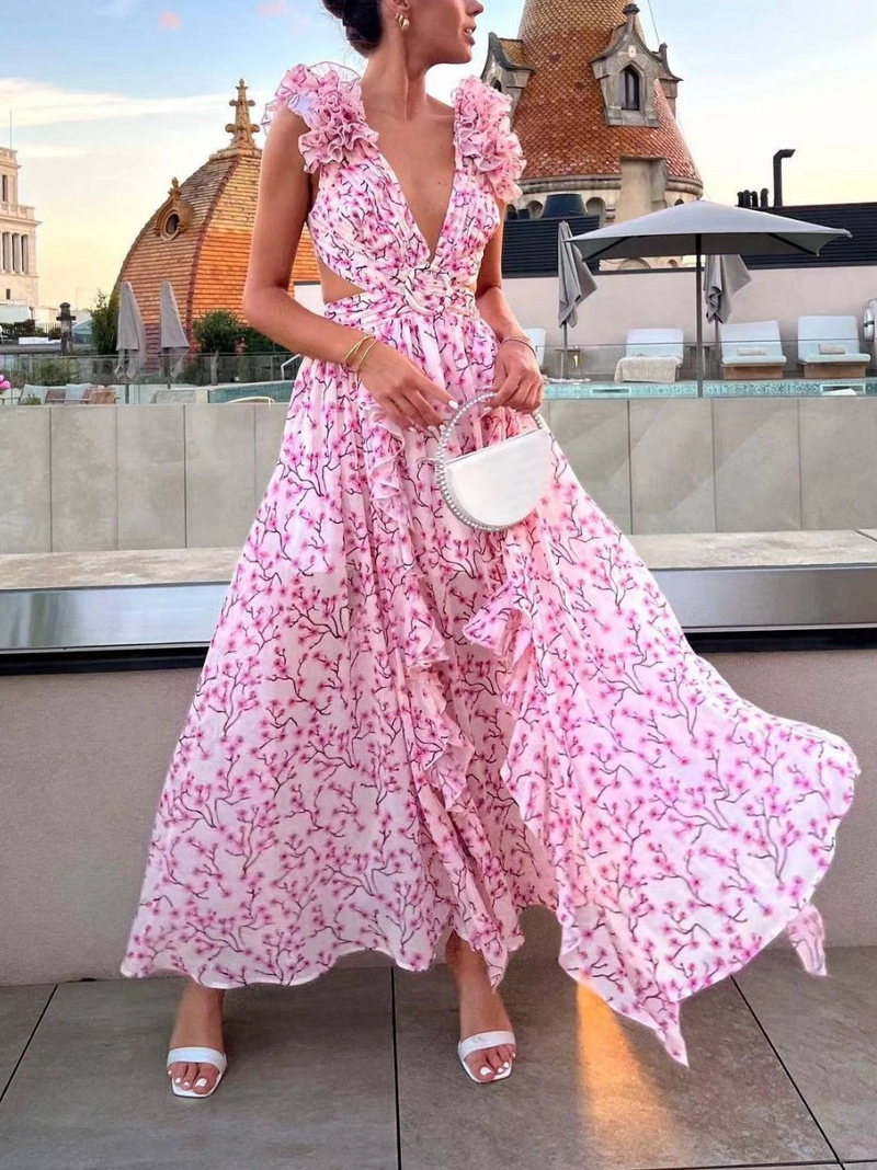 Flora - V-neck Floral Maxi Dress